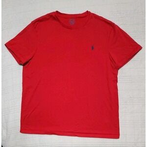 Polo Ralph Lauren Tshirt Mens XL Red Short Sleeve Blue Pony Logo Custom Slim Fit